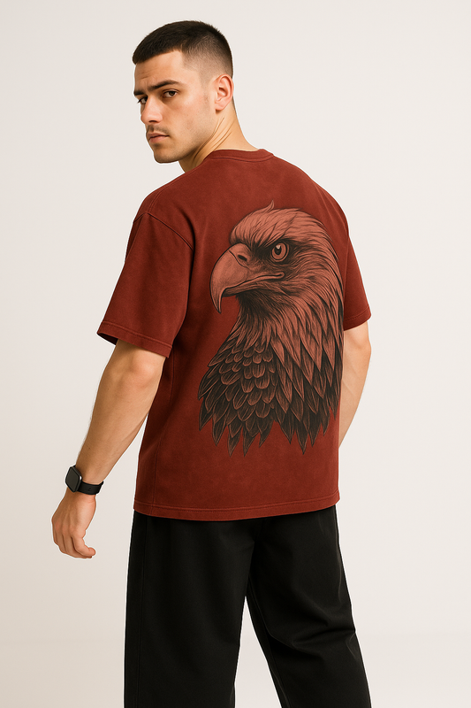 Men’s Oversized Acid Wash Maroon T-Shirt – Bold Streetwear Classic