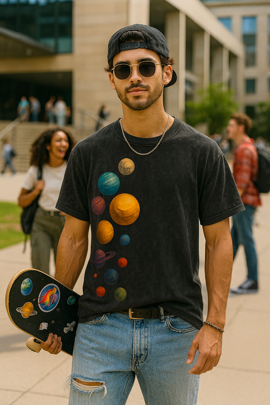 “Stay Cosmic” Oversized Unisex T-Shirt – Planet Graphic Edition