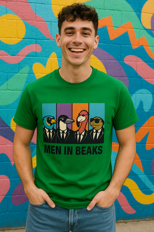 Men in Beaks™ Funny Bird Graphic T-Shirt for Men – Trendy Gen Z Streetwear Tee, Soft Cotton Casual Top
