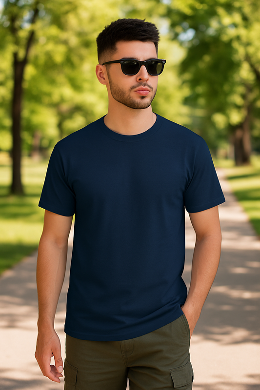 “Eat Play Sleep Repeat” Oversized Cotton T-Shirt for Men – Navy Blue Streetwear Classic