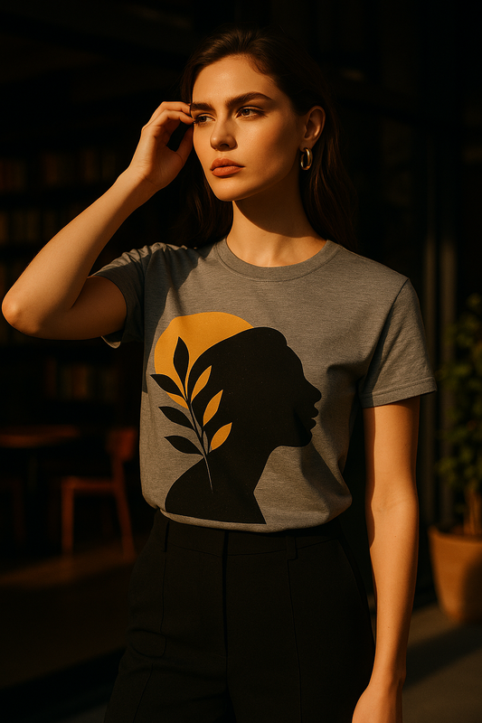 Women’s Classic Fit Minimalist Silhouette Tee – Grey Edition