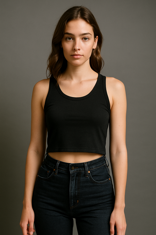 Women’s Sleeveless Cotton Crop Top – Casual Fit, Soft Fabric, Everyday Wear