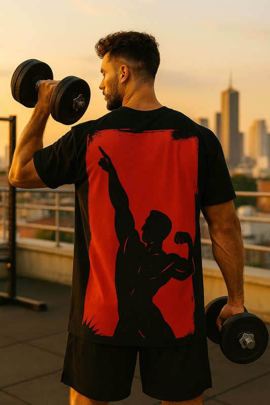 Strength Mode Oversized T-Shirt for Men – Dual Gym Graphic Edition