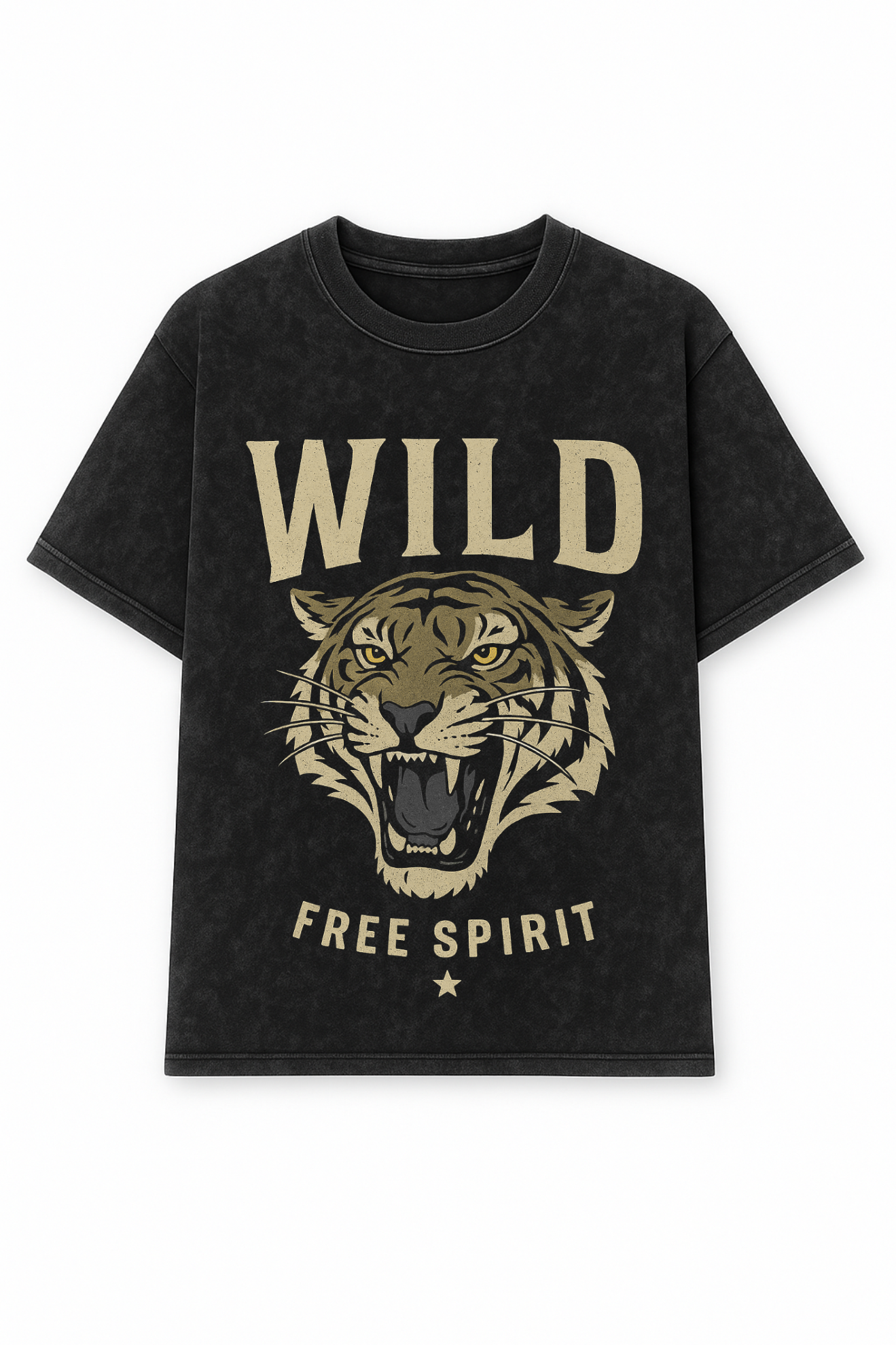 "Wild Free Spirit" Oversized Acid Wash T-Shirt – Black_Male