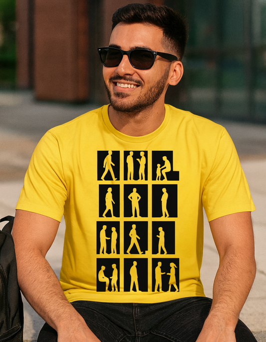 Urban Evolution Graphic Yellow T-Shirt – Minimal Silhouette Design