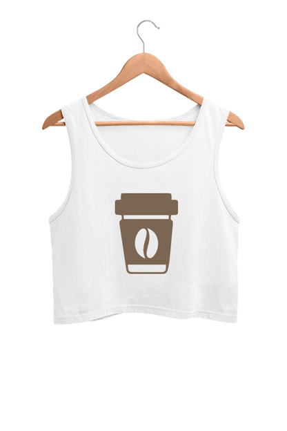 Coffee Lover Crop Top – Trendy Sleeveless T-Shirt for Women | Aesthetic Café Outfit