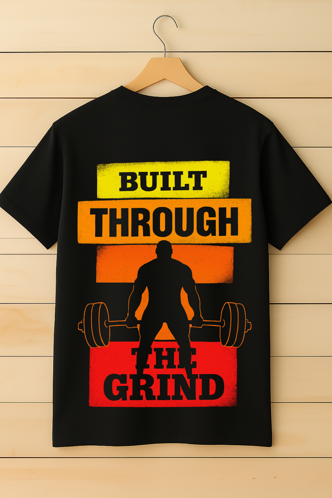 Built Through The Grind – Oversized Gym T-Shirt (Black)- Men