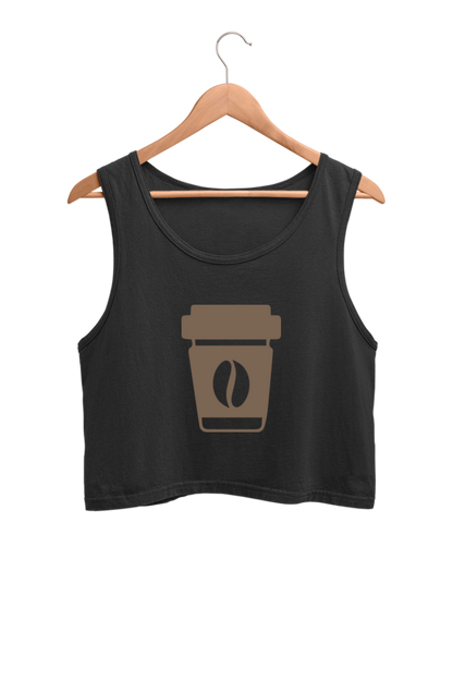 Coffee Lover Crop Top – Trendy Sleeveless T-Shirt for Women | Aesthetic Café Outfit