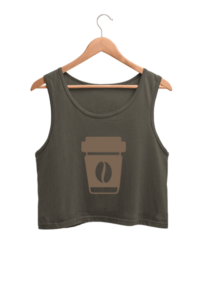 Coffee Lover Crop Top – Trendy Sleeveless T-Shirt for Women | Aesthetic Café Outfit