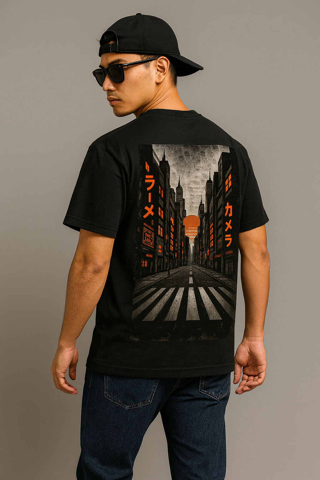 Urban Tokyo Sunset Oversized T-Shirt – Streetwear Fashion for Men