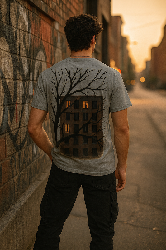 “Urban Window Story” – Classic Fit Men’s Graphic T-Shirt (Front & Back Print)