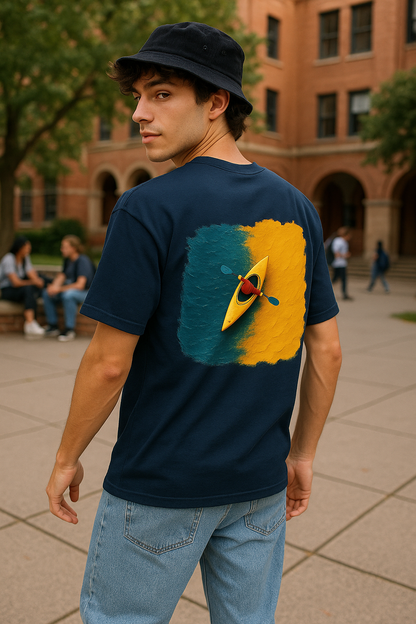 Drifting Between Moods – Men’s Classic Fit Graphic T-Shirt (Navy Blue)