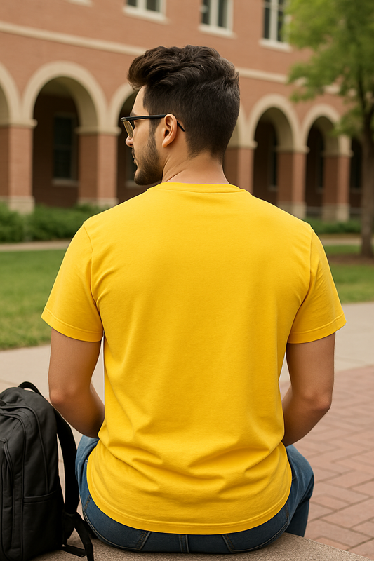 Urban Evolution Graphic Yellow T-Shirt – Minimal Silhouette Design