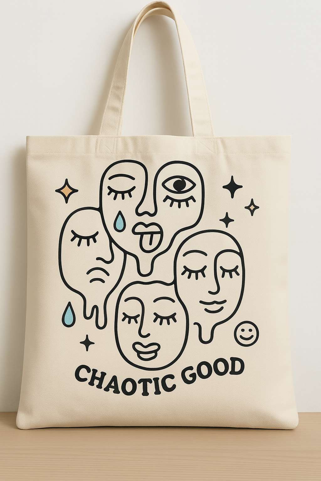 Large “Chaotic Good” Tote Bag by CityBurst Fashion – Minimalist Aesthetic Meets Everyday Utility