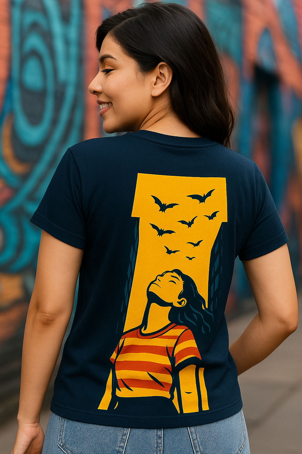 "Skybound Dreams" Oversized Graphic T-Shirt for Girls – Bold Streetwear Vibes