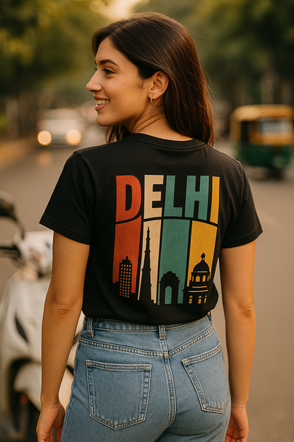 "Delhi Heritage Skyline Graphic T-Shirt – Unisex Streetwear Tee | City Vibes Collection"