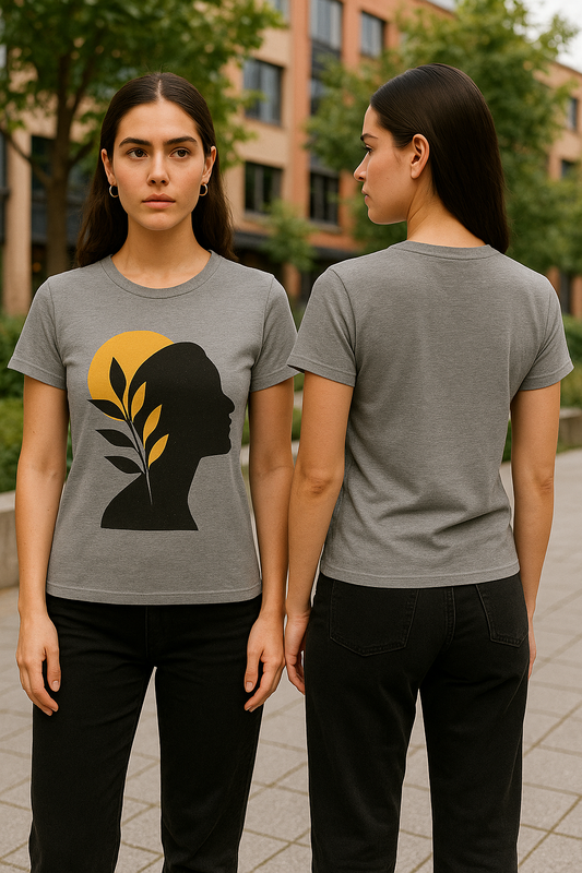 Women’s Classic Fit Minimalist Silhouette Tee – Grey Edition