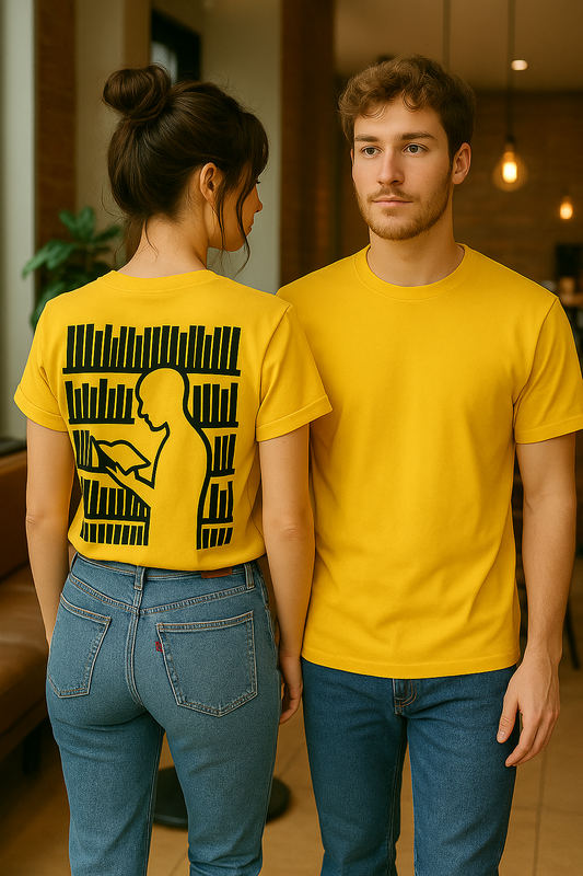 “Read & Rise” Unisex Yellow Graphic T-Shirt – Bold Book Lover Design (Streetwear Edition)