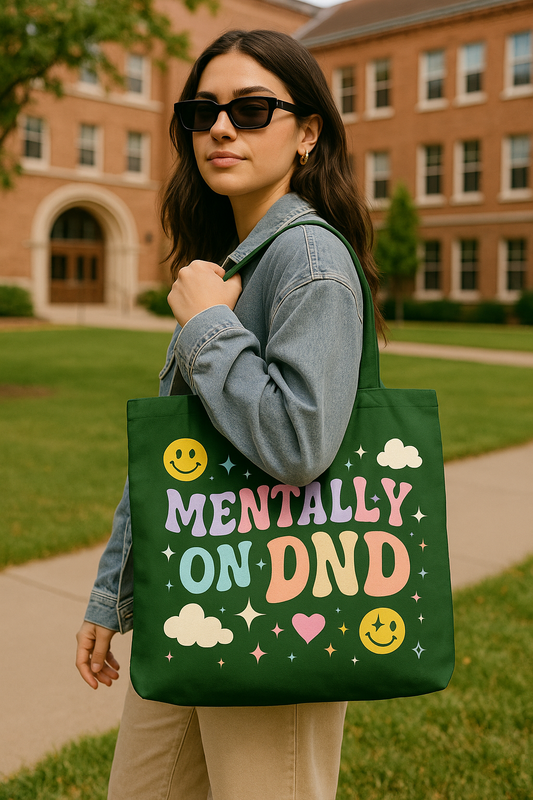 Mentally on DND – Retro Gen Z Tote Bag | Y2K Pastel Edition