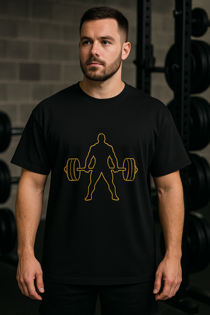 Built Through The Grind – Oversized Gym T-Shirt (Black)- Men