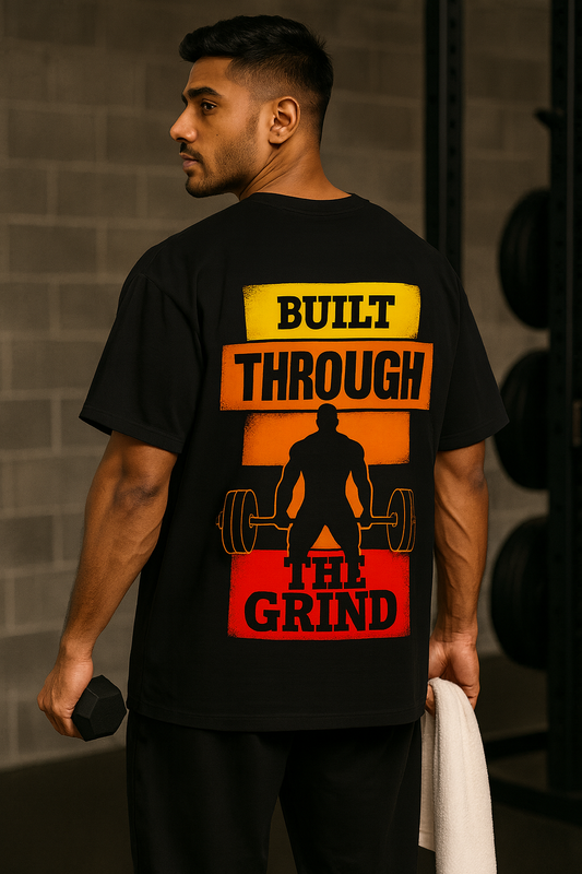 Built Through The Grind – Oversized Gym T-Shirt (Black)- Men