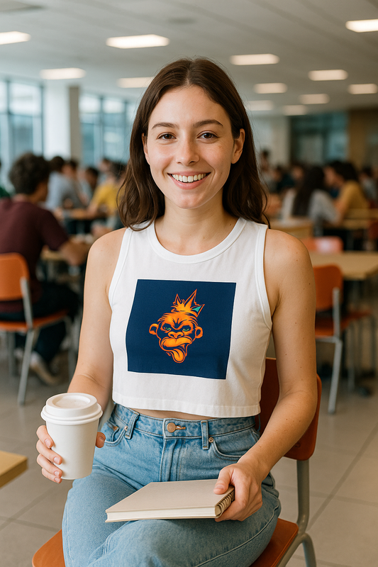 Women’s Graphic Crop Top with Wolf-Ape Design