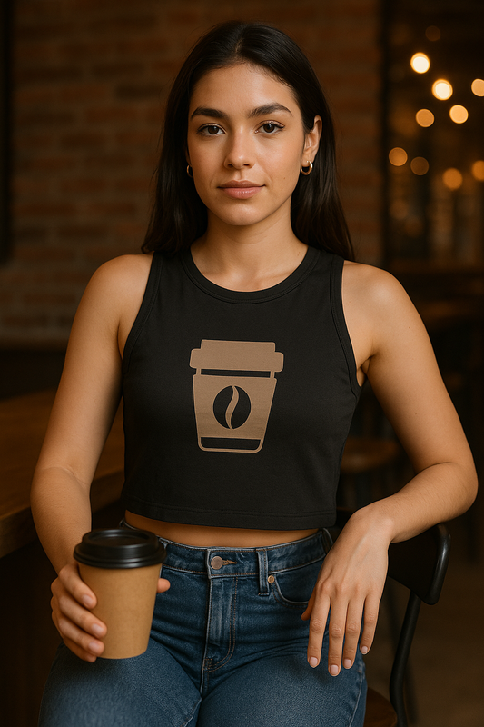 Coffee Lover Crop Top – Trendy Sleeveless T-Shirt for Women | Aesthetic Café Outfit