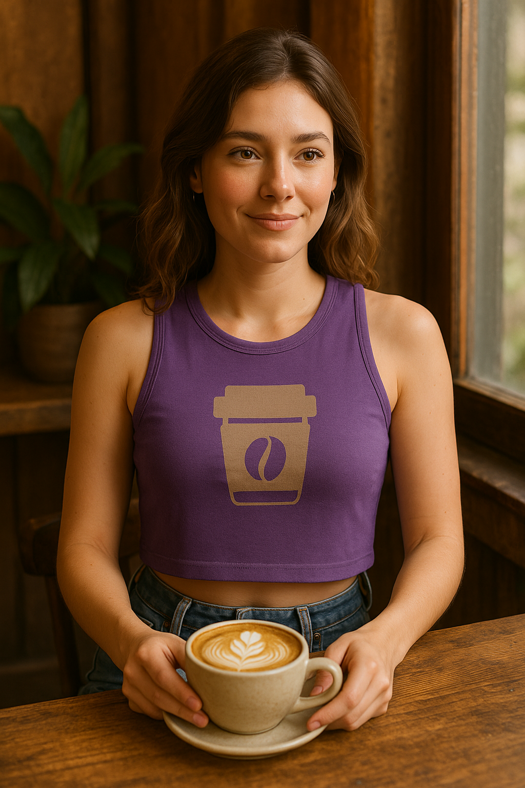 Coffee Lover Crop Top – Trendy Sleeveless T-Shirt for Women | Aesthetic Café Outfit
