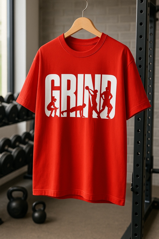 “GRIND” Oversized Gym T-Shirt – Motivational Streetwear for Fitness & Hustle