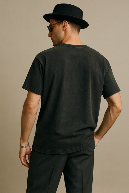 "Wild Free Spirit" Oversized Acid Wash T-Shirt – Black_Male