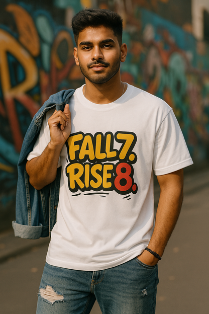 Fall 7, Rise 8 – Motivational Oversized T-Shirt (Men)