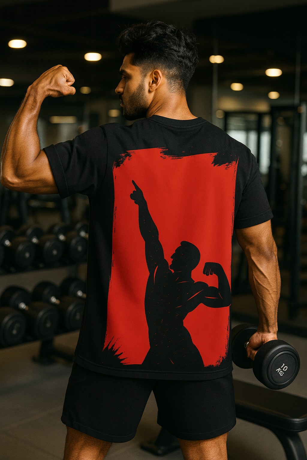 Strength Mode Oversized T-Shirt for Men – Dual Gym Graphic Edition