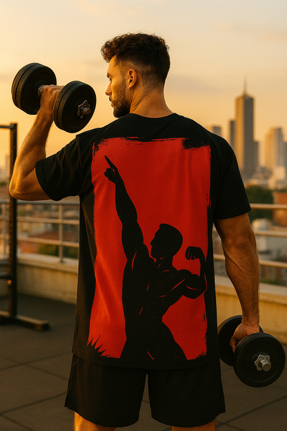 Strength Mode Oversized T-Shirt for Men – Dual Gym Graphic Edition