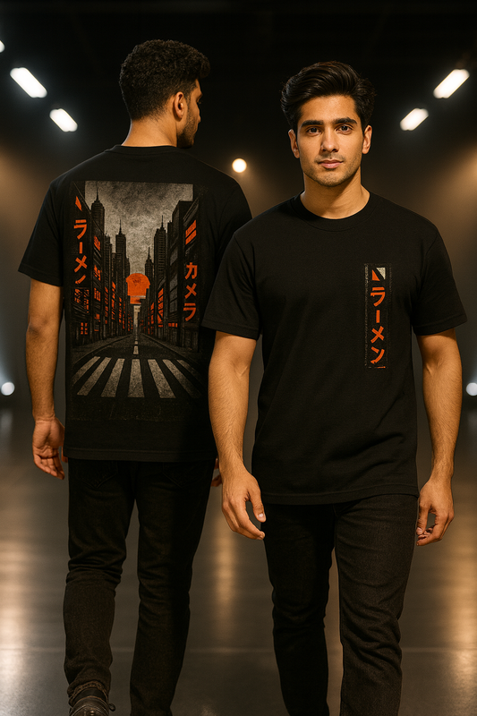 Urban Tokyo Sunset Oversized T-Shirt – Streetwear Fashion for Men
