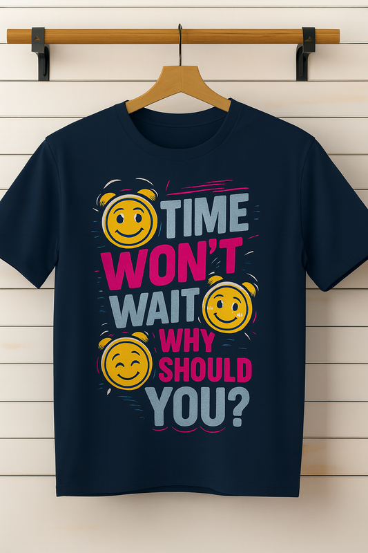 Time Won’t Wait Oversized Navy Blue T-Shirt for Women