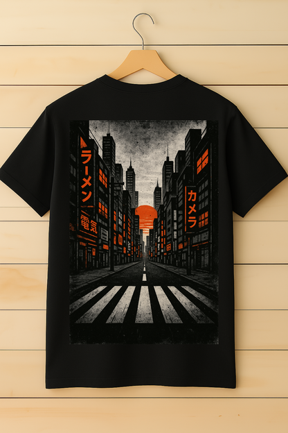 Urban Tokyo Sunset Oversized T-Shirt – Streetwear Fashion for Men